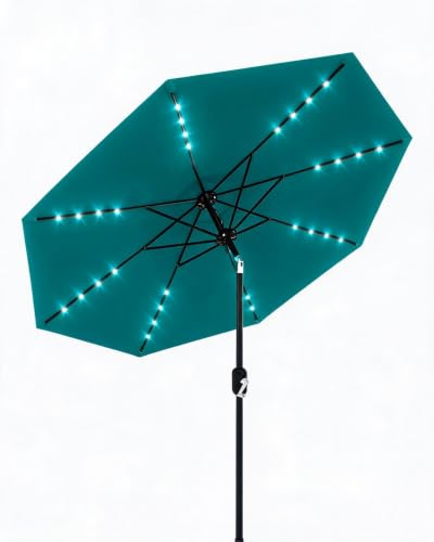 9FT Solar LED Patio Umbrella with Tilt & Crank