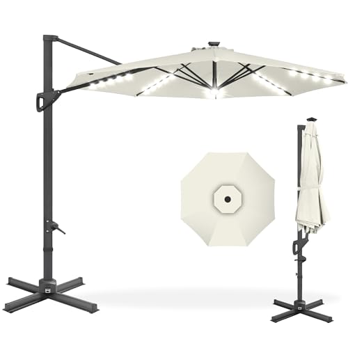10ft Solar LED Cantilever Patio Umbrella