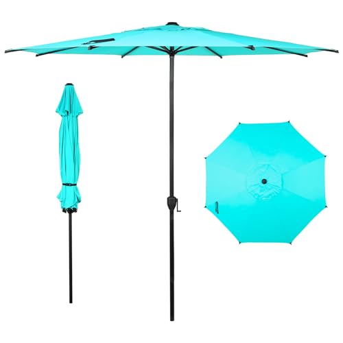 11FT Lyon Outdoor Patio Umbrella Outdoor Table Umbrella with Push Button Tilt and Crank Market Umbrella 8 Sturdy Ribs UV Protection Waterproof for Garden Deck Backyard Pool
