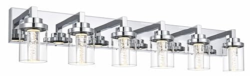 6 Light LED Bathroom Light Fixtures Chrome