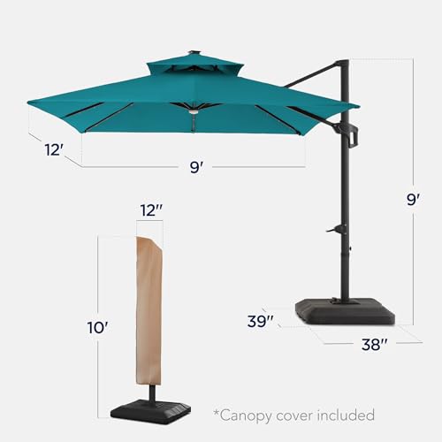 9x12ft LED Cantilever Patio Umbrella w