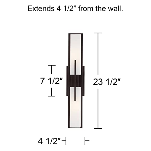 Midtown 23 1 2" White Glass Bronze Bath Bar Modern Wall Light Fixture