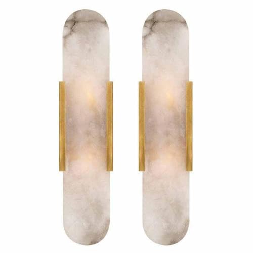 Natural Alabaster Wall Sconces Set of 2 Marble Wall Lamp (2 Count)