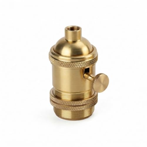 Brass Screw Thread DIY Light Socket Vintage Copper Edison Retro Pendant Lamp Holder for E26 E27 Light Bulbs (2 Count)