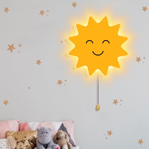 Kids Wall Sun Lamp Night Light Floating Battery Operated Hanging