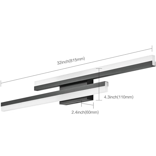 32 Inch LED Vanity Light Black Bathroom Light Fixtures Over Mirror Modern Bath Lighting Bar 5CCT