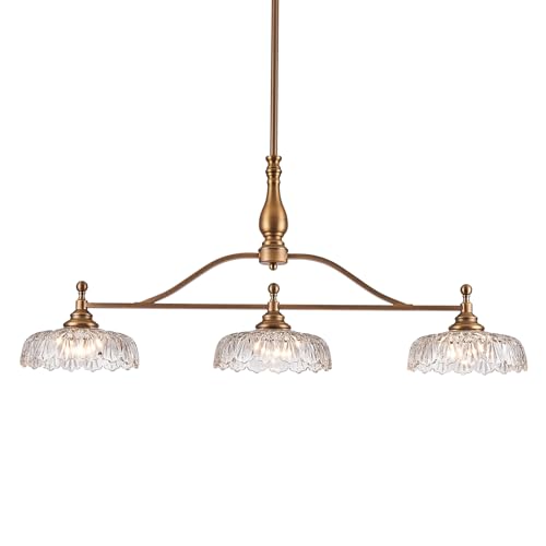 Chandeliers Pendant Light Fixture Vintage Pendant Lighting Fixtures 3 Lights Chandelier Matte Brass Kitchen Glass Hanging Lamp for Island Dining Room Living Room