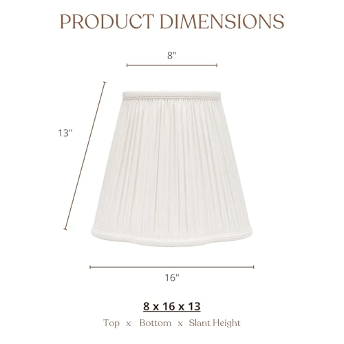 BS-754-16WH Bottom Scallop Gather Pleat Basic Lamp Shade, 8 x 16 x 13, White