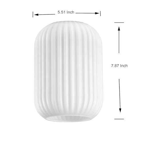 2 Pack Milk White Ribbed Glass Lamp Shade (2 Count)