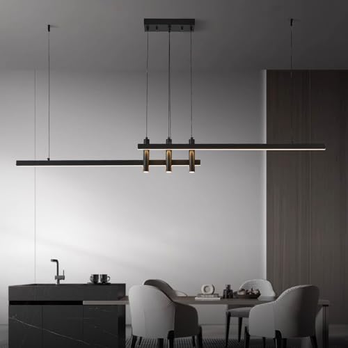 71" Black Linear LED Pendant Light Dimmable for Kitchen Island