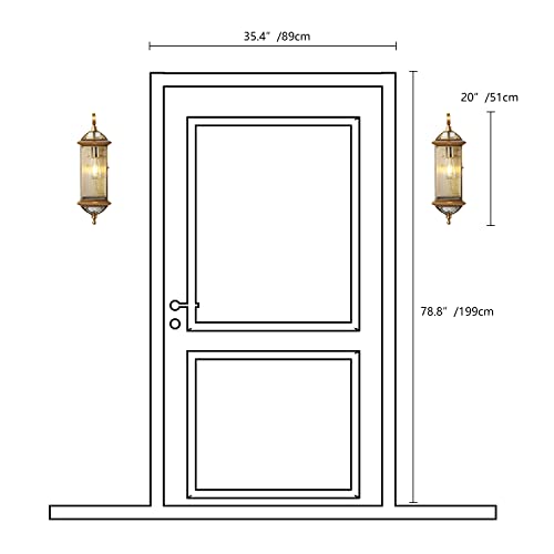 Copper Exterior Wall Light 20" H Outdoor Light Fixture Waterproof Wall Sconce Oil Rubbed Brass Porch Light with Clear Glass Lantern Wall Mount Lights for House Garage Patio Aisle