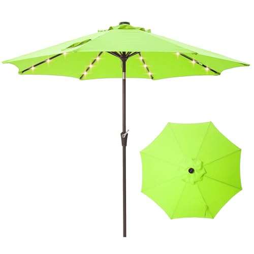 9' Patio Umbrella with lights Outdoor Umbrella Patio for deck lime