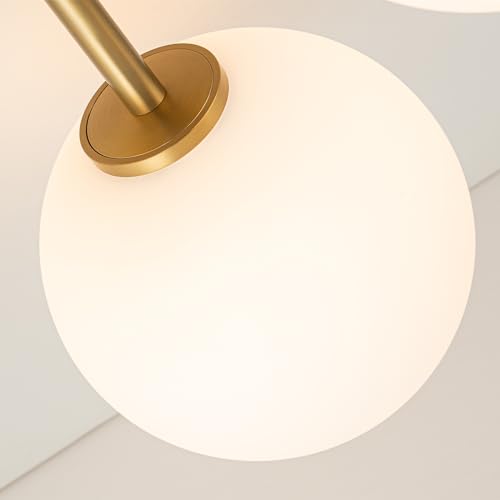 Gold Opal Globe Mid Century Modern Semi Flush Mount Ceiling Light Fixture