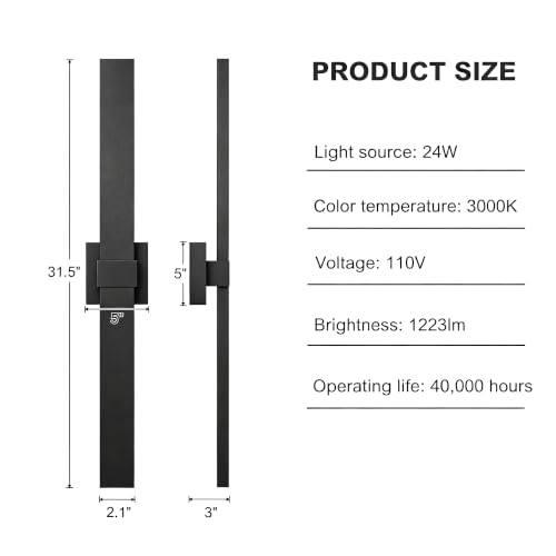 Aluminum 32 in Long Outdoor Wall Light Fixture