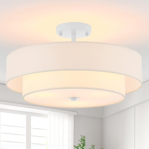 18" White Semi Flush Mount Ceiling Light