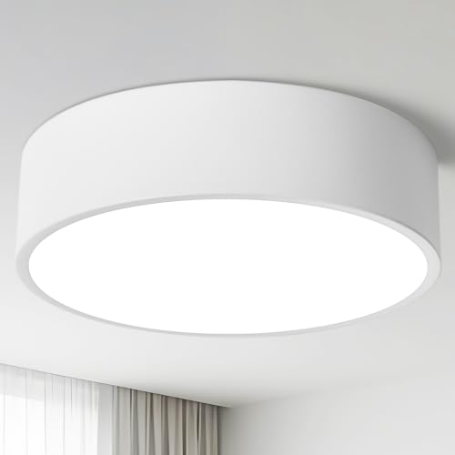 Dimmable Modern White Flush Mount LED Ceiling Light Fixture (White / 11.81 inch)