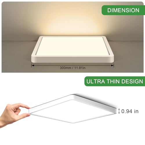 12Inch 24W Square LED Ceiling Light Fixtures Flush Mount