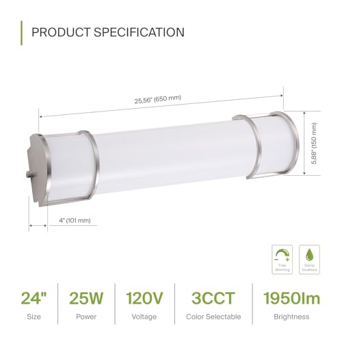 LED 24" Vanity Flush Mount Light Fixture