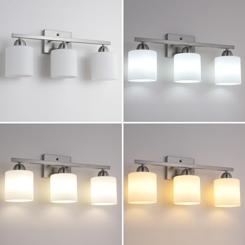 Stainless Steel Milk Glass Vanity Lights for Bathroom