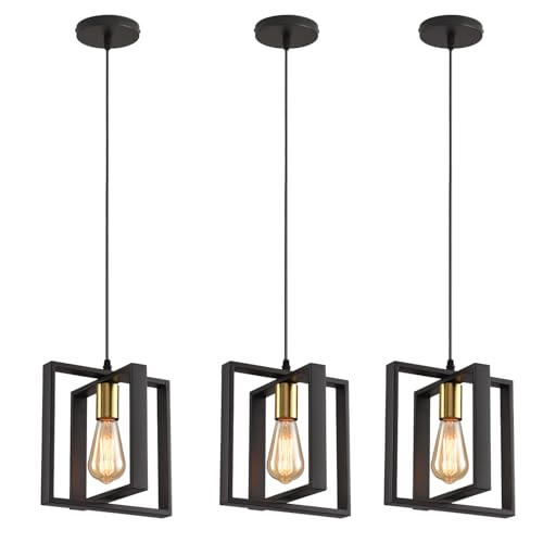 Set of 3 Rotatable Metal Frame Kitchen Island Pendant Lights (3 Count)