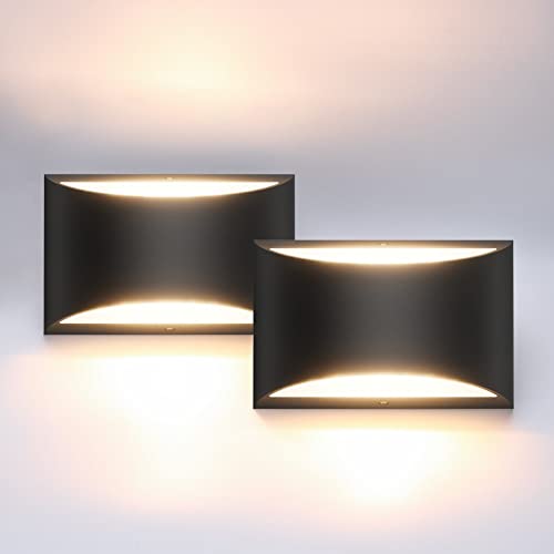 Black Modern LED Wall Sconce Hardwired Indoor Wall Lights Set of 2 Up and Down Wall Mount Light for Living Room Bedroom Hallway Corridor Conservatory Warm White 3000K (2 Count)