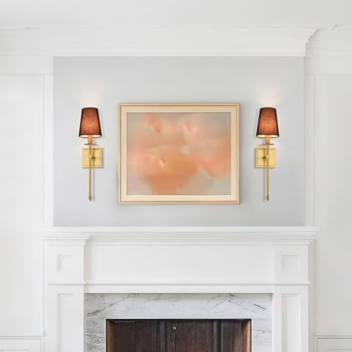 Modern Brass Wall Sconces Set of 2 Black Shade for Bedroom