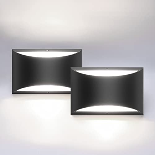 Indoor Black Modern LED Wall Sconce Interior Wall Lights Set of 2 Hardwired Up and Down Wall Mount Light for Living Room Bedroom Hallway Corridor Cool White 6000K (2 Count)