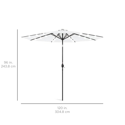 10ft Solar Polyester LED Lighted Patio Umbrella w