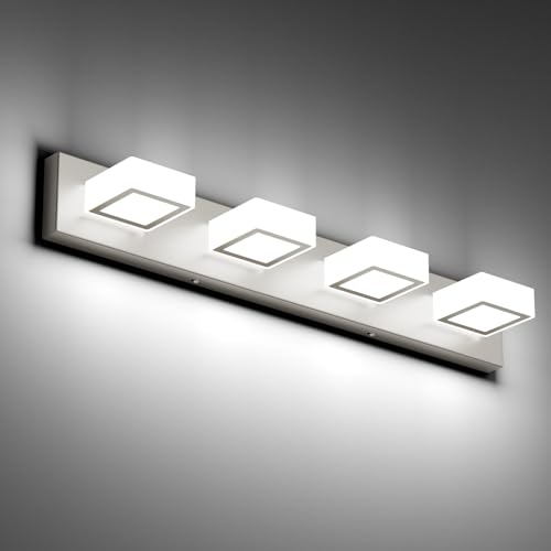 Brushed Nickel Bathroom Vanity Lights 30inch Metal Acrylic LED Modern Bathroom Wall Lighting Fixtures Over Mirror Brushed Nickel