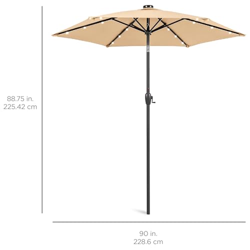 7.5ft Solar Umbrella LED Lighted Patio Umbrella
