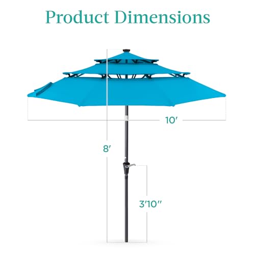 10ft 3 Tier Solar Patio Umbrella