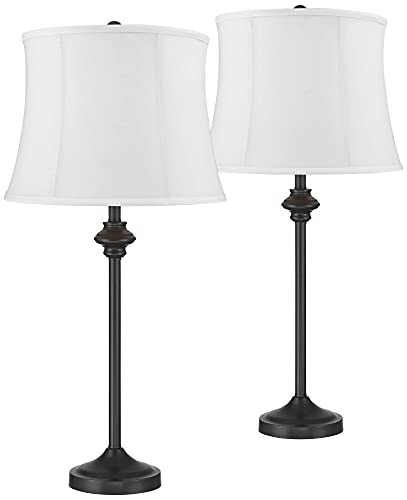 Lynn 26" Tall Buffet Table Lamps Set of 2 Bronze Brown White Dark (2 Count)