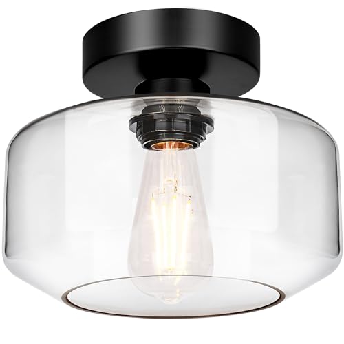 Industrial Semi Flush Mount Ceiling Light Black