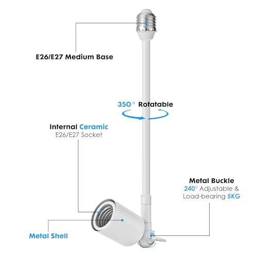 2 Pack E26 Light Socket Extender