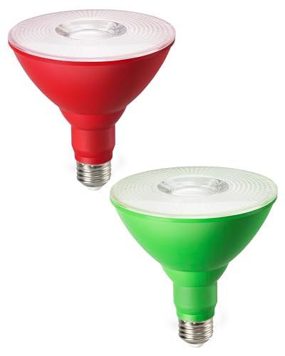 Halloween Red & Green PAR38 Flood LED Light Bulbs Dimmable 2 Pack (2 Count)