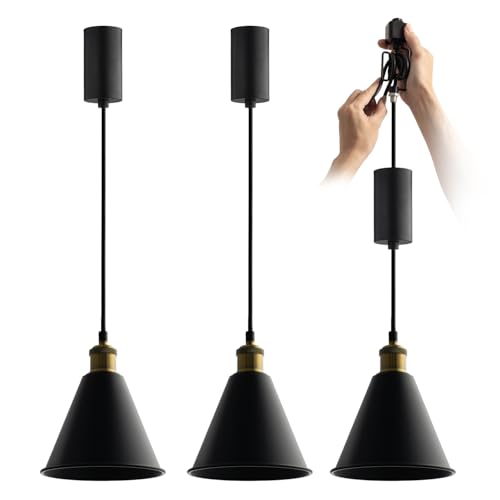 H Type Matte Black E26 Socket Track Lighting Pendant (3 Count)