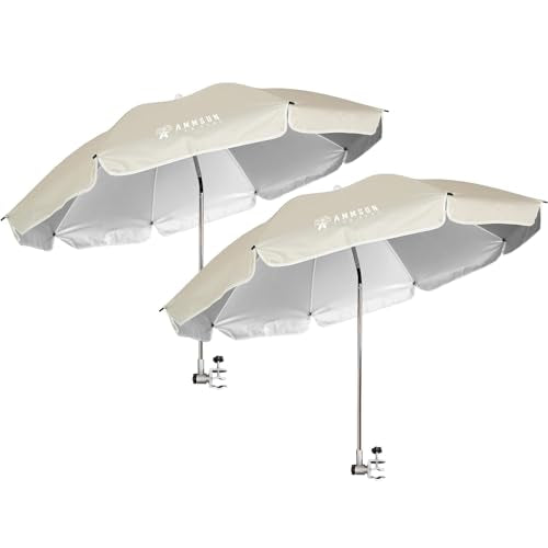 Chair Umbrella with Universal Clamp Adjustable 47 inches and 360° Swivel & UPF 50+ Protection Portable Sun Umbrella (2 Count)