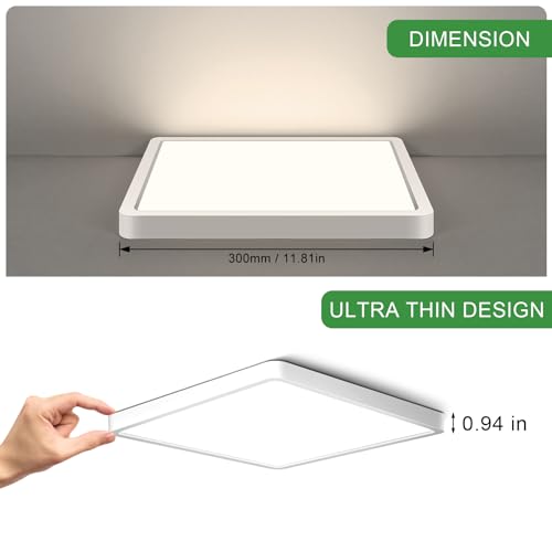 12Inch 24W Square LED Flush Mount Ceiling Light