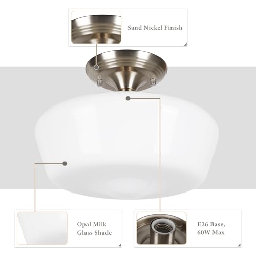 Schoolhouse Style Semi Flush Mount Ceiling Light Fixture