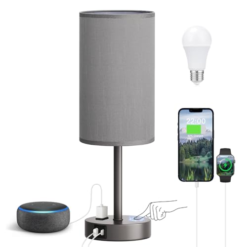 17.4" Grey Lamp for Bedroom