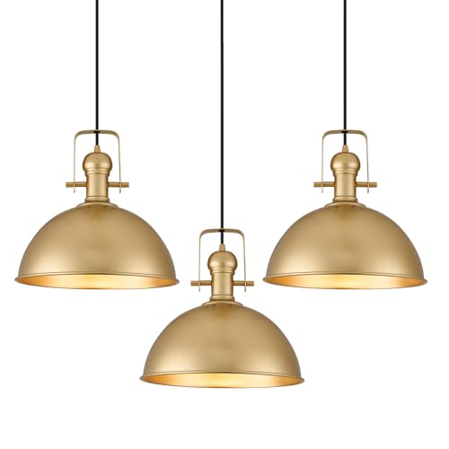 12 Inch Gold Modern Pendant Lights for Kitchen Island 3 Pack (3 Count)