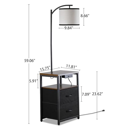 Floor Standing Lamp with Table & 2 Drawers
