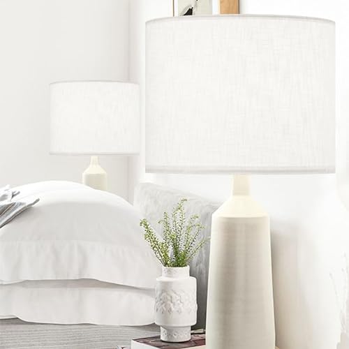 White Textured Drum lampshade Medium Lamp Shade 13" Top x 13" Bottom x 10" High