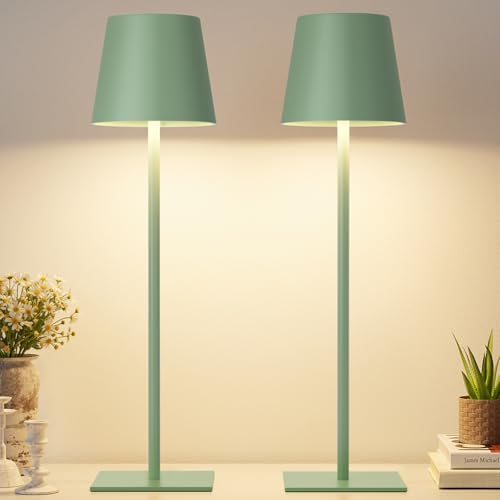 Green Cordless Rechargeable Table Lamp (2 Count)