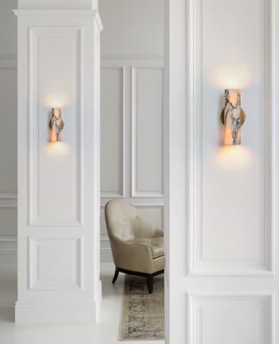 9.84" Natural Marble Wall Sconces Set of 2
