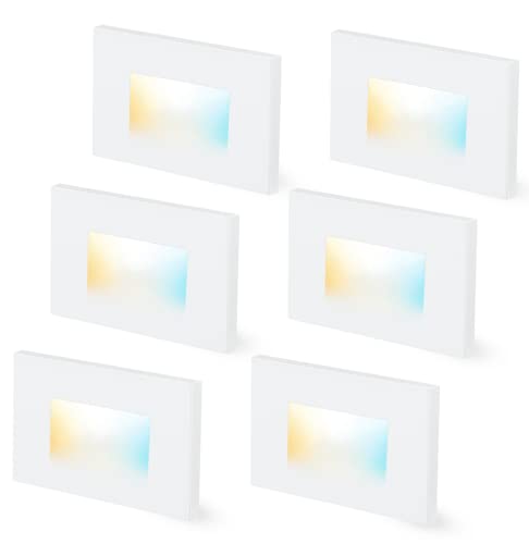 Dimmable Upgraded 3 Color 120V LED Indoor Outdoor Step Lights (6 Count)