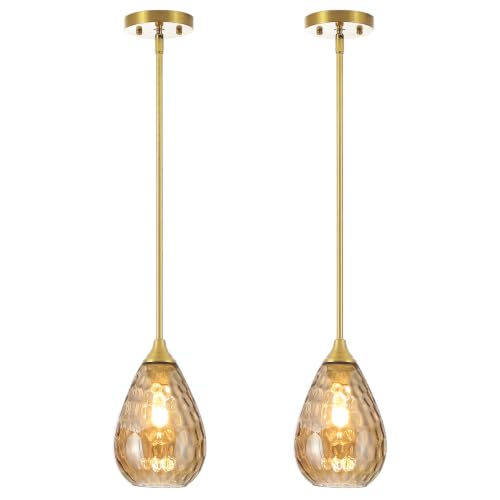 Brushed Gold Pendant Lights Kitchen Island 2 Pack (2 Count)