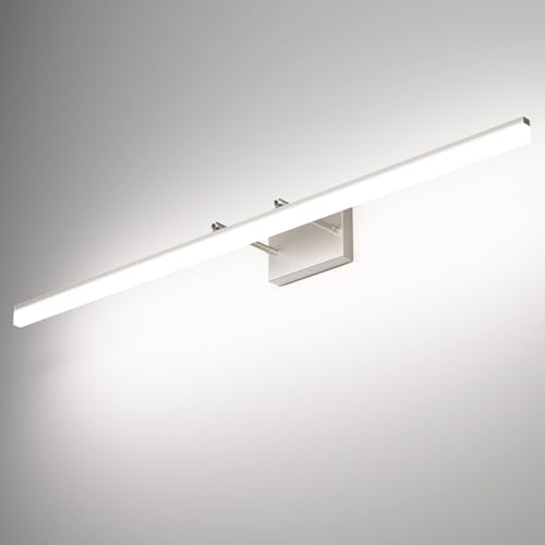 48inch Brushed Nickel Bathroom Llight Fixtures LED Vanity Light Adjustable Modern Vanity Lights Over Mirror Rotatable Lighting 5500K