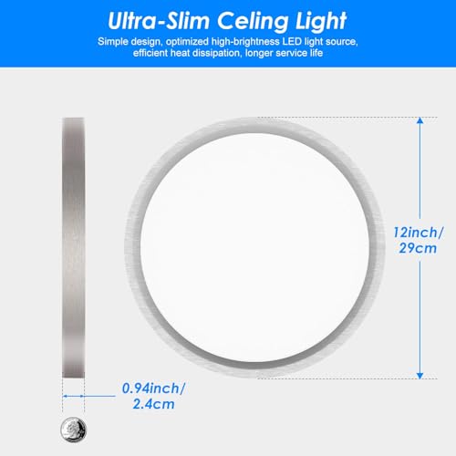 12 Inch LED Ceiling Light Brushed Nickel