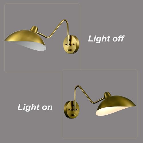 Gold Plug in Wall Sconce Swing Arm with On (2 Count)